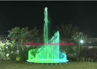 China Musical Up Down Spray Water Fountain Project With RGB LED Color Changing 2 Rings And Middle Spray manufacturer